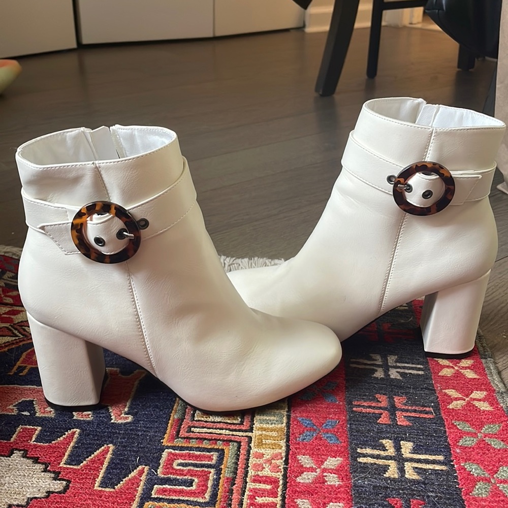 White Mia Amore Heeled Ankle Booties
